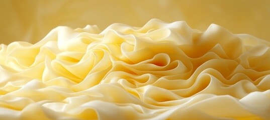 Poster - Flowing Abstract Wave Pattern Soft Yellow Monochrome Visual with Gentle Gradient Background.