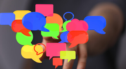 Aufkleber - Abstract image of colorful speech bubbles,ideal for communication, social media, and teamwork concepts.