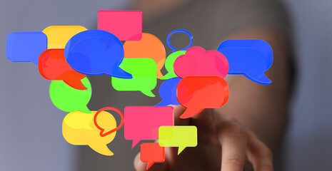 Aufkleber - Abstract image of colorful speech bubbles, symbolizing online chat, social media, and communication.