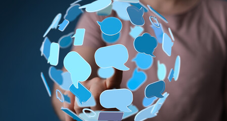 Poster - seamless communication. network of global connections. digital dialogue and interaction.