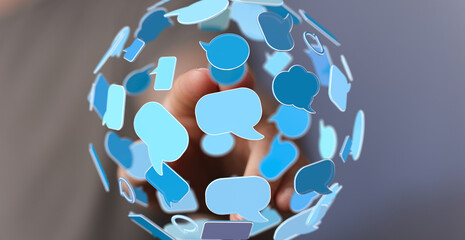 Poster - Abstract image of interconnected communication, social media, and online chat bubbles.