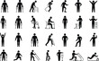 © RSDESIGN - Set of black and white pictograms featuring people with disabilities and mobility issues