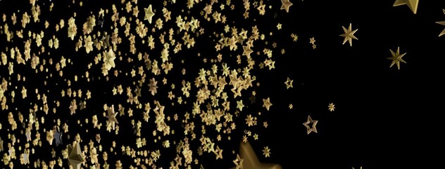 Aufkleber - Beautiful image of gold stars falling against a black background. Perfect for celebration, holidays, and luxury.
