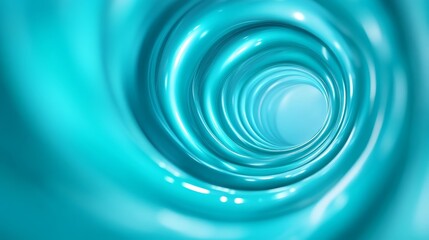 Poster - Abstract Turquoise Vortex Tunnel - Stunning abstract of a swirling turquoise tunnel, perfect for backgrounds or design projects. Smooth, glossy texture