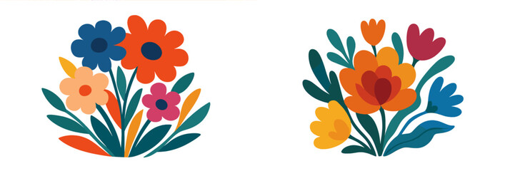 Aufkleber - Bright floral arrangements featuring colorful blooms in a modern design, perfect for decorating homes or events