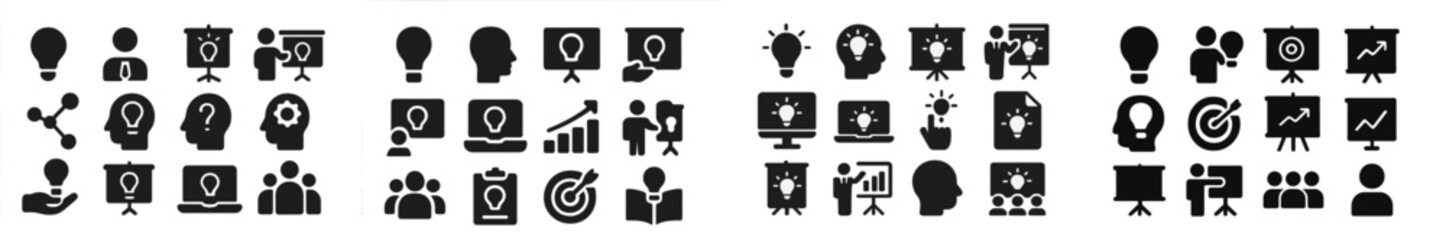 Aufkleber - Visual representation of innovative ideas and business strategy concepts in black and white design for corporate presentations
