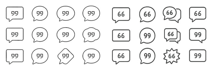 Poster - Collection of diverse speech bubbles featuring various quotation marks and design styles for creative communication