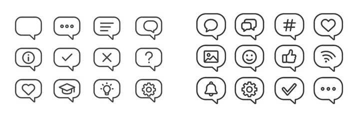 Aufkleber - Various speech bubbles representing different communication icons and symbols in a minimalist design