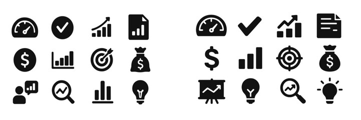 Aufkleber - Icons representing finance and analytics used in business presentations and reports for effective communication and strategy planning