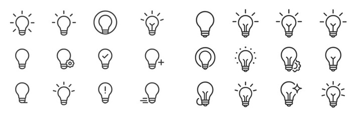 Aufkleber - Collection of light bulb icons showcasing various designs and styles for creative projects and presentations