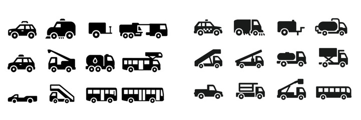 Poster - Various vehicle silhouettes showcasing different types and styles in a black and white design