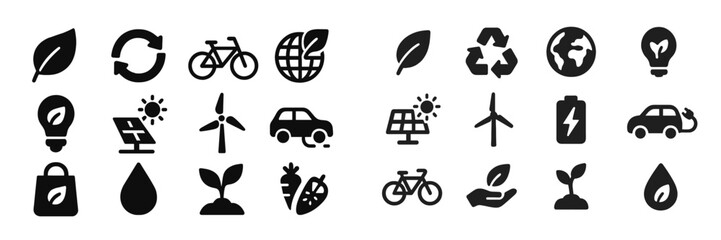 Poster - Icons representing sustainable living and eco-friendly practices for modern society