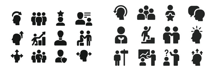 Aufkleber - Symbols representing teamwork, leadership, and communication in a modern workspace environment