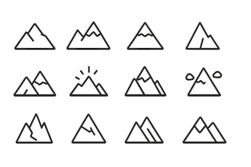 Poster - Mountain illustrations in various shapes and angles showcasing diverse terrain and landscapes