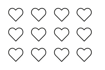 Poster - Simple outline hearts arranged in a grid pattern, perfect for design projects or decorations