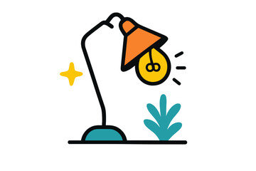 Aufkleber - Modern desk lamp with a colorful design illuminated in a stylish workspace setting for creative inspiration
