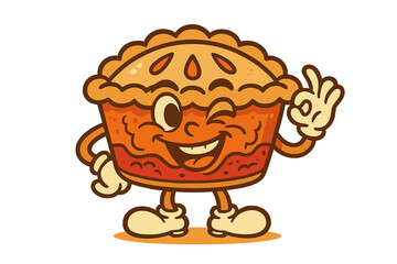 Poster - Cartoon pie character giving a thumbs-up in a joyful pose, showcasing happiness and charm