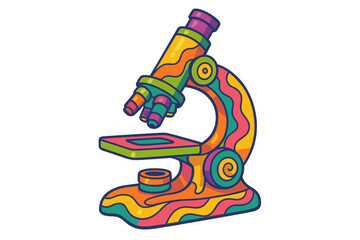 Poster - Colorful cartoon microscope illustration suitable for educational settings and children?s materials
