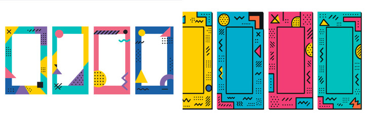 Aufkleber - Colorful geometric frames displayed in a creative arrangement for artistic design projects