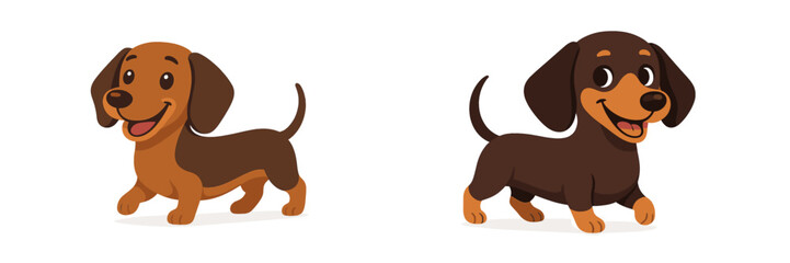 Poster - Cute cartoon dachshunds playing together in a fun and colorful style perfect for kids' illustrations or animations