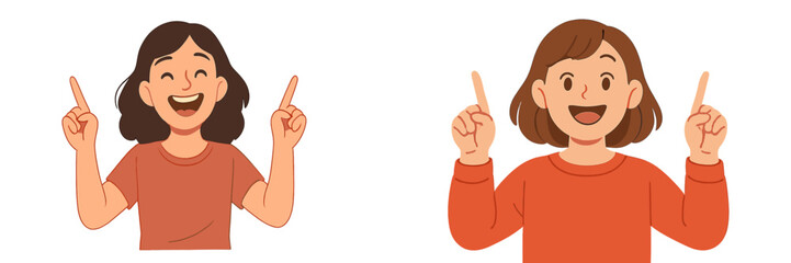 Poster - Cheerful children celebrating with raised fingers in a bright and colorful environment during a fun learning activity