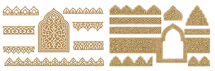 Aufkleber - Decorative architectural elements featuring intricate patterns and designs on a neutral background for artistic projects