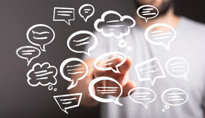 Poster - conceptual image of communication, social media, or online chat.