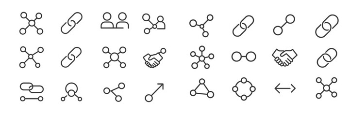 Aufkleber - Illustration of various connection symbols and icons representing networking and collaboration concepts