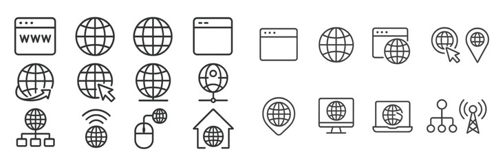 Aufkleber - Various web and internet-related icons showcasing global connectivity and navigation tools