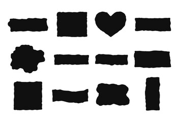 Aufkleber - Various abstract black shapes and outlines arranged in a creative pattern suitable for design projects