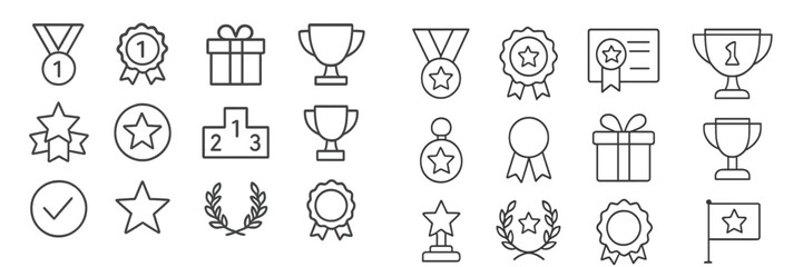 Poster - Collection of award symbols and trophies featuring various designs for recognition and achievements displayed on a clean background