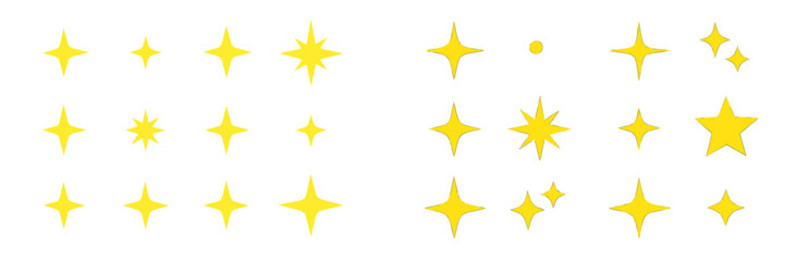 Leinwandbilder - Decorative yellow star shapes scattered across a white background for design and art purposes