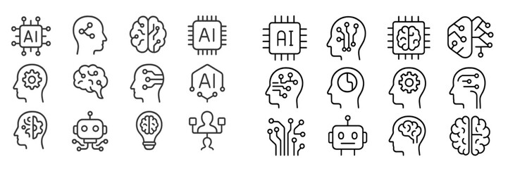 Aufkleber - Intricate designs of artificial intelligence and neural network icons showcasing modern technology aspects
