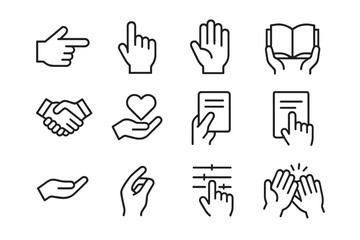 Fototapete - Various hand gestures depicting communication, interaction, and support in a minimalistic style