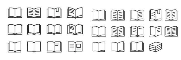 Aufkleber - Iconic illustrations of open and closed books in a simple, minimalistic style for creative projects and educational materials