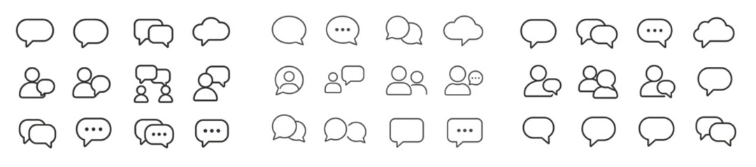 Aufkleber - Collection of speech bubbles and user icons depicting communication and social interaction in a modern context