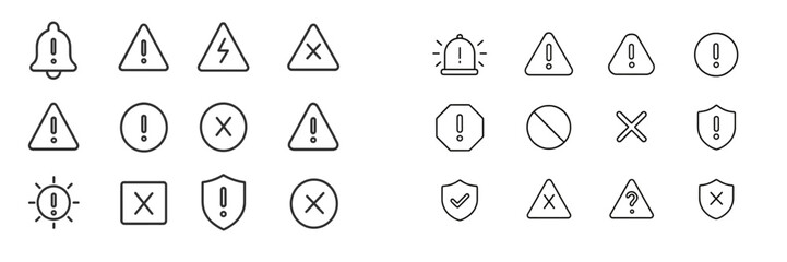 Aufkleber - Variety of simple warning and alert icon designs displayed on a clean background