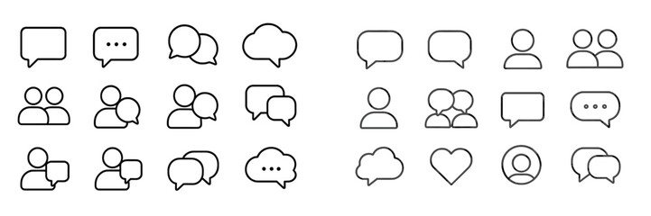 Fototapete - Collection of conversation and communication icons in minimalistic design