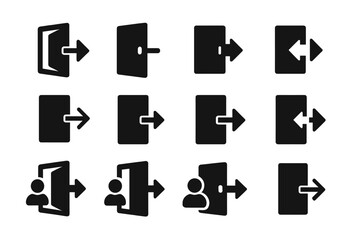 Leinwandbilder - Various icons representing login and logout actions for digital interfaces displayed in a grid layout