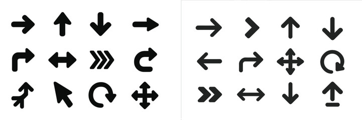 Leinwandbilder - Various directional and navigational icons featuring arrows and signs for orientation in design and communication