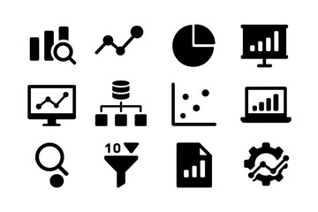 Leinwandbilder - Visual representation of various data analytics and business intelligence concepts in black and white
