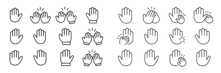 Aufkleber - Different hand gestures representing greetings, applause, and celebration displayed in a clean layout on a simple background