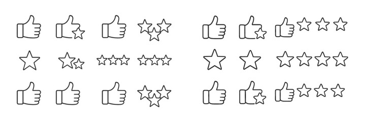 Aufkleber - Feedback symbols showcasing various levels of approval and rating in a clear and simple design