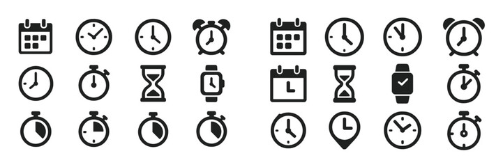 Leinwandbilder - Collection of clock and calendar icons for time management and scheduling purposes in digital design