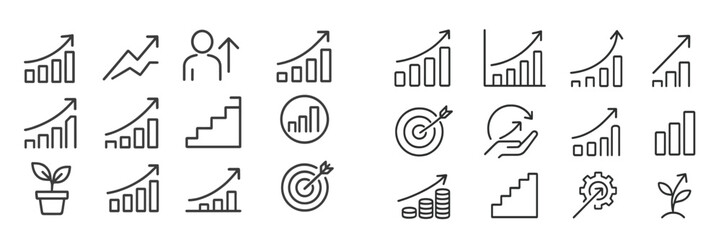 Fototapete - Illustration of growth concepts with arrows, graphs, and symbols representing progress and success in business and personal development