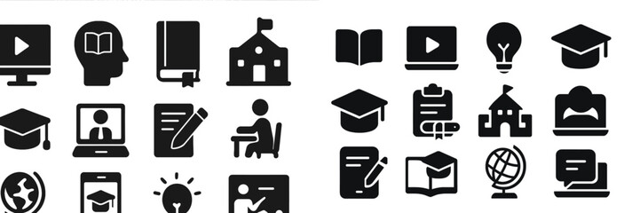 Poster - Educational icons illustrating learning, technology, and academic themes in a modern design