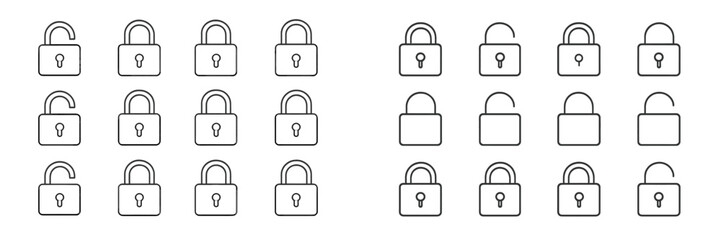 Aufkleber - Collection of lock icons illustrating open and closed states for digital security concepts