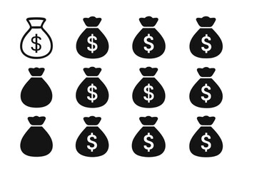 Aufkleber - Multiple money bags representing wealth and finance contribute to the concept of savings and financial growth in budgeting strategies