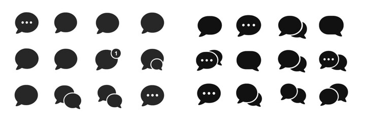 Leinwandbilder - Unique collection of speech bubble icons in various styles and arrangements showcasing modern graphic design elements
