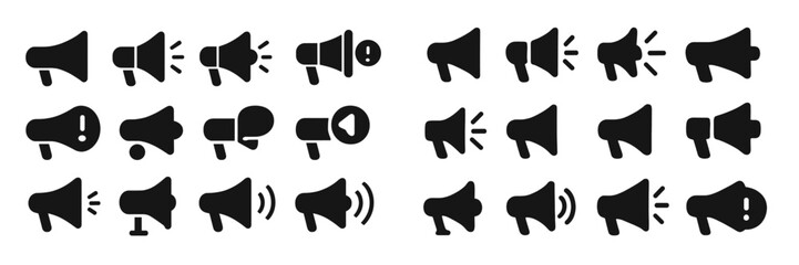 Fototapete - Collection of diverse loudspeaker icons for graphic design and digital media projects